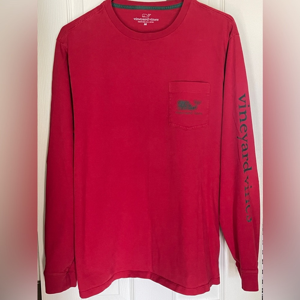 Vineyard Vines Mens Red and Green Long Sleeve T Shirt